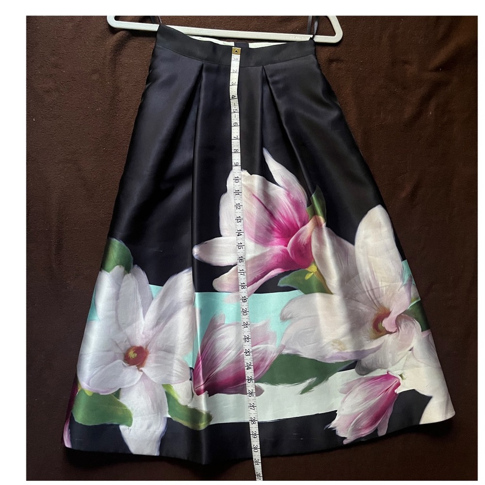 Ted Baker A-Line Skirt in Black with Floral Detail